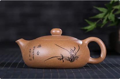 on sales marked yixing zisha tea pot chahu flat xishi pots real purple clay original ore kungfu tea pot ball-infuser holes new