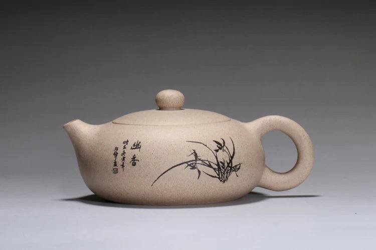 on sales marked yixing zisha tea pot chahu flat xishi pots real purple clay original ore kungfu tea pot ball-infuser holes new