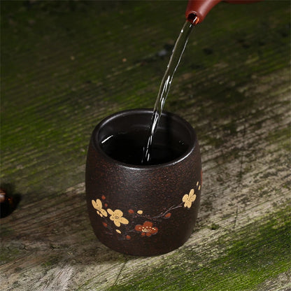 on sales master cup 100ml handmade carved wintersweet flower marked tea cup real yixing zisha black galaxy clay original ore cup