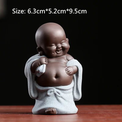 on sales one piece yixing zisha tea pet creative monk Buddha statue small size purple clay tea play smiling ornament in China