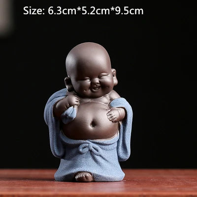 on sales one piece yixing zisha tea pet creative monk Buddha statue small size purple clay tea play smiling ornament in China