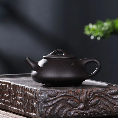 on sales true yixing zisha black clay marked tea pot with three legs iron content health care shipiao pot original ore teapots