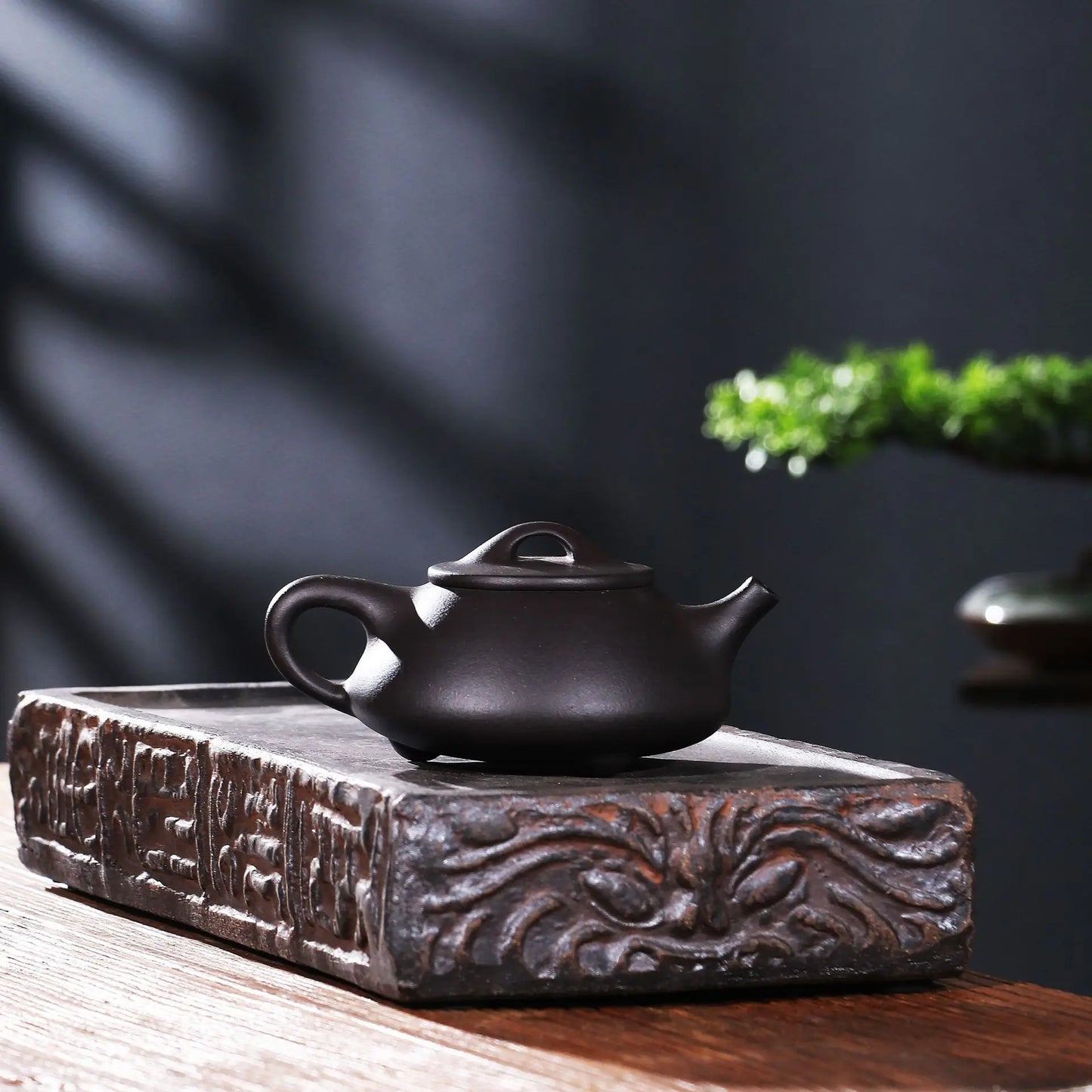 on sales true yixing zisha black clay marked tea pot with three legs iron content health care shipiao pot original ore teapots