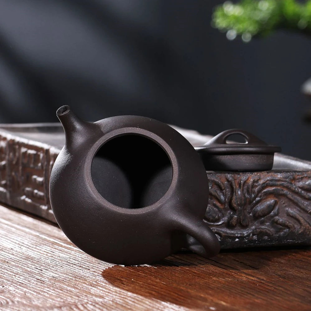 on sales true yixing zisha black clay marked tea pot with three legs iron content health care shipiao pot original ore teapots