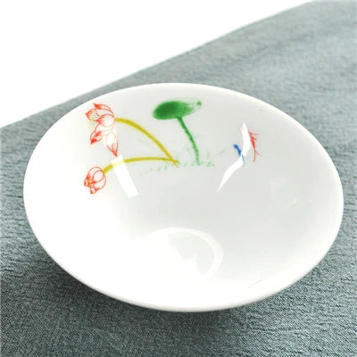 one cup porcelain handpainted cup of tea plum bamboo orchid lotus mountain-river fish floral pattern Chinese tea cup on sales