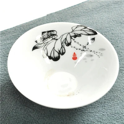 one cup porcelain handpainted cup of tea plum bamboo orchid lotus mountain-river fish floral pattern Chinese tea cup on sales