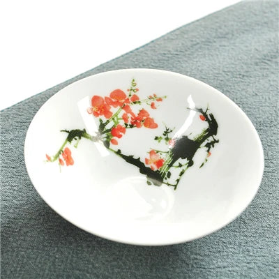 one cup porcelain handpainted cup of tea plum bamboo orchid lotus mountain-river fish floral pattern Chinese tea cup on sales