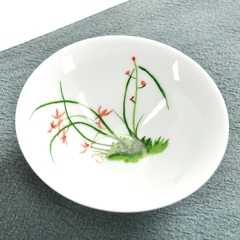 one cup porcelain handpainted cup of tea plum bamboo orchid lotus mountain-river fish floral pattern Chinese tea cup on sales