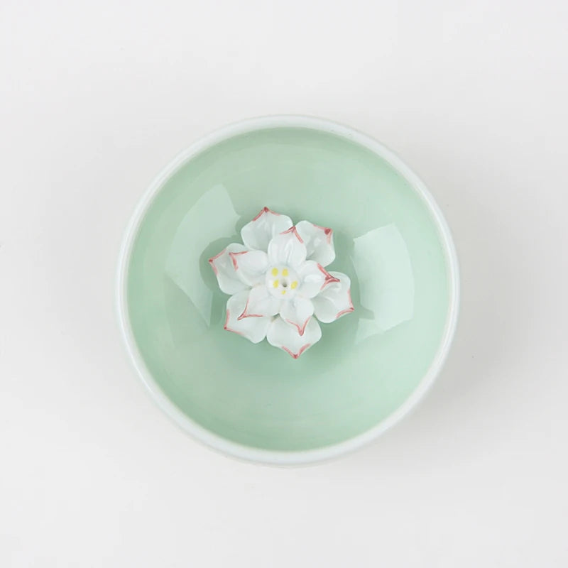 one cup porcelain longquan celadon Chinese kungfu tea cup creative lotus flower relief cup for Pu'er tea 50ml master cup of tea
