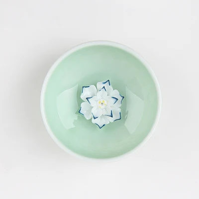 one cup porcelain longquan celadon Chinese kungfu tea cup creative lotus flower relief cup for Pu'er tea 50ml master cup of tea