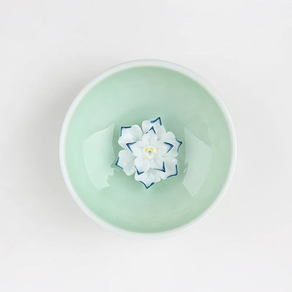 one cup porcelain longquan celadon Chinese kungfu tea cup creative lotus flower relief cup for Pu'er tea 50ml master cup of tea