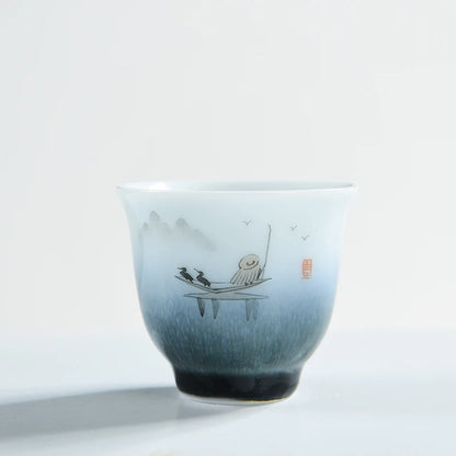one porcelain tea cup nature print poetry cup Chinese kungfu cup of tea new on market
