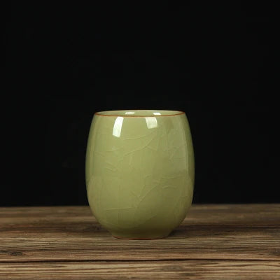 one tea cup longquan celadon marked porcelain coffee cup mug crackle glaze ceramic cups 260ml Chinese personal cup on sales
