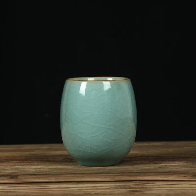 one tea cup longquan celadon marked porcelain coffee cup mug crackle glaze ceramic cups 260ml Chinese personal cup on sales