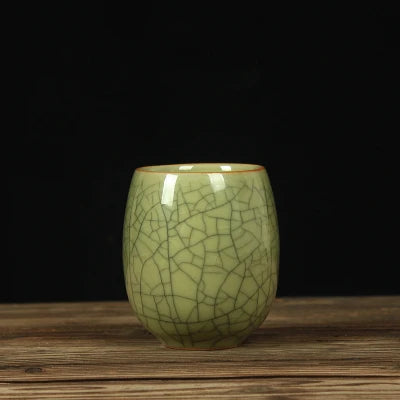 one tea cup longquan celadon marked porcelain coffee cup mug crackle glaze ceramic cups 260ml Chinese personal cup on sales