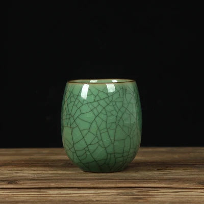 one tea cup longquan celadon marked porcelain coffee cup mug crackle glaze ceramic cups 260ml Chinese personal cup on sales
