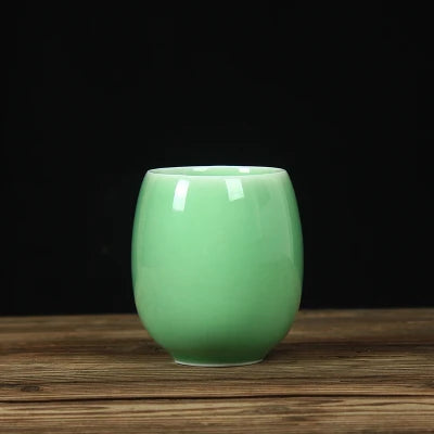 one tea cup longquan celadon marked porcelain coffee cup mug crackle glaze ceramic cups 260ml Chinese personal cup on sales