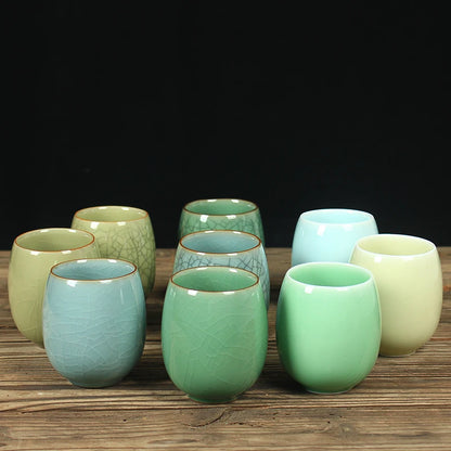 one tea cup longquan celadon marked porcelain coffee cup mug crackle glaze ceramic cups 260ml Chinese personal cup on sales