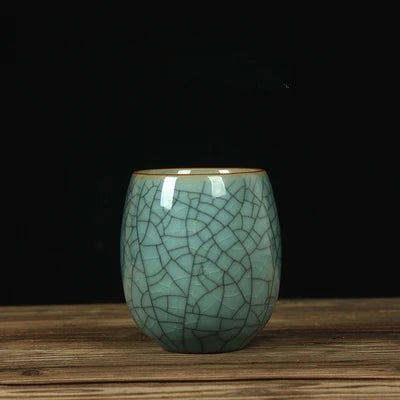 one tea cup longquan celadon marked porcelain coffee cup mug crackle glaze ceramic cups 260ml Chinese personal cup on sales