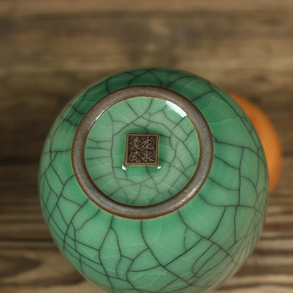 one tea cup longquan celadon marked porcelain coffee cup mug crackle glaze ceramic cups 260ml Chinese personal cup on sales