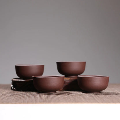 one tea cup real yixing zisha purple grit cup of tea handmade engraving bamboo wintersweet orchid Mum carved kungfu tea cups new