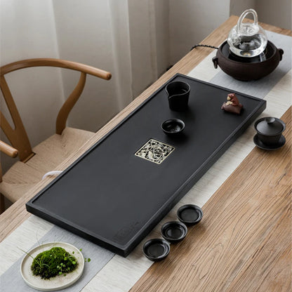 one tea tray metal tea filteration invisible water draining holes complete stone tea table heavy weighed serving trays large
