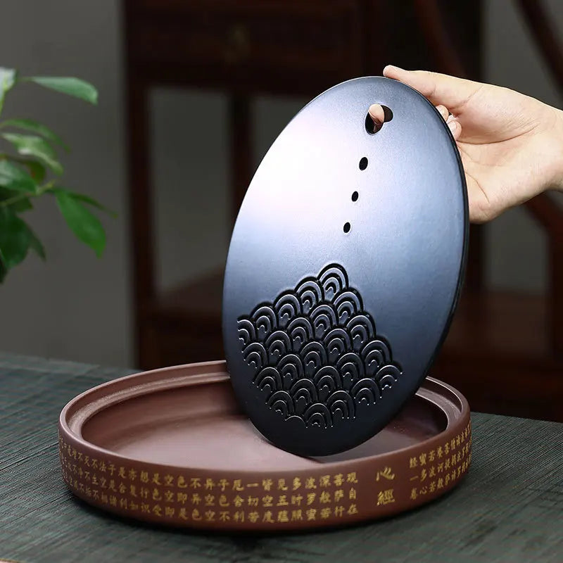 ore purple heart sutra mud dry Taiwan tea sets tea tray yixing purple sand tea accessories rain medium sand teapot base