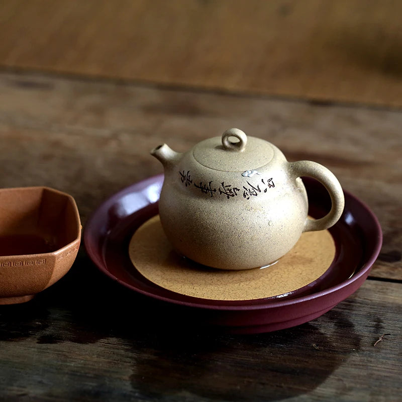 ore purple sand teapot holder two color open piece dry bubble pan clear water mud section mud is simple and practical