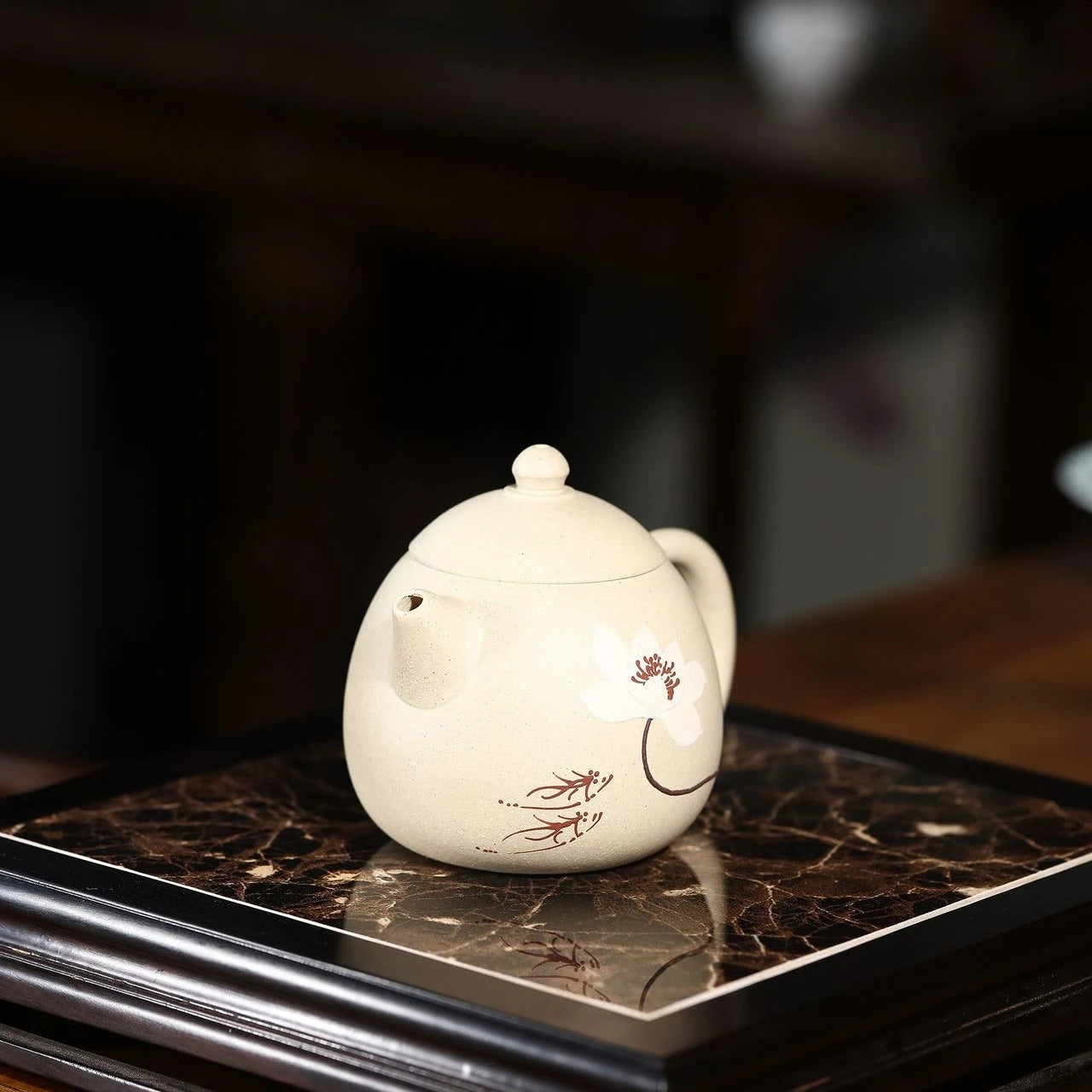 original ore real yixing zisha clay tea pot white duan grit floral relief master carved dragon egg shape design fish print pots