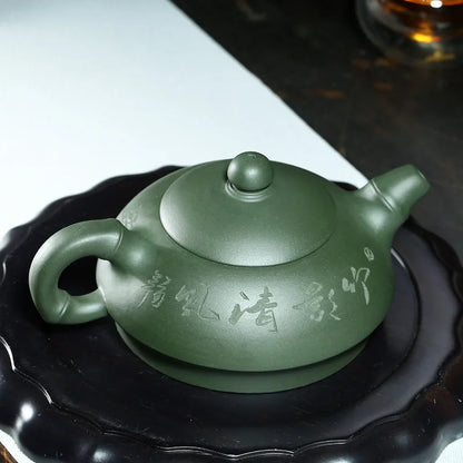 original ore yixing zisha tea pot handmade carved marked Chinese purple grit republic green clay bamboo engraved pattern pots