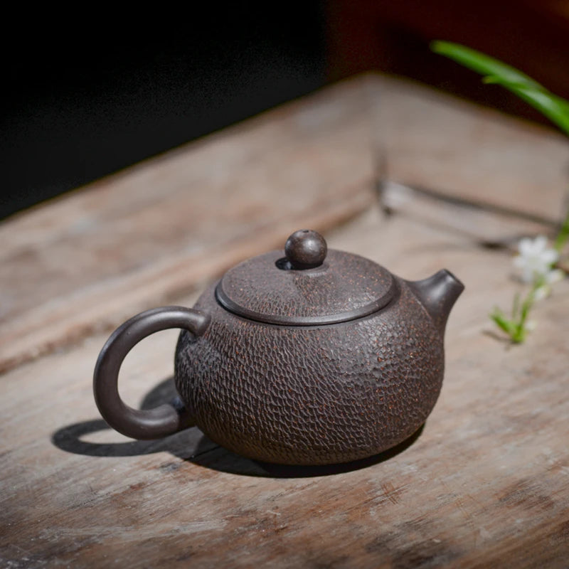 original ore yixing zisha tea pot marked black galaxy clay handmade kungfu tea pots Chinese purple grit pot of tea xishi