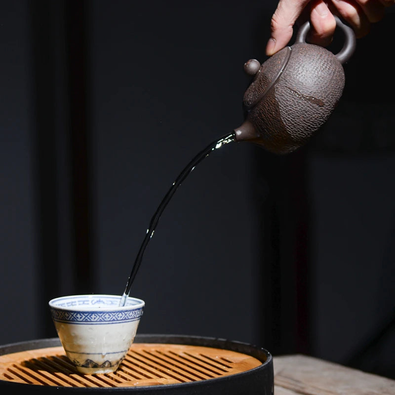 original ore yixing zisha tea pot marked black galaxy clay handmade kungfu tea pots Chinese purple grit pot of tea xishi