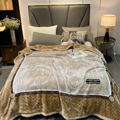 polyester velvet blanket thicker for winter warmful soft bed cover double layers active printing anti static 3kg 78 x 90 in new