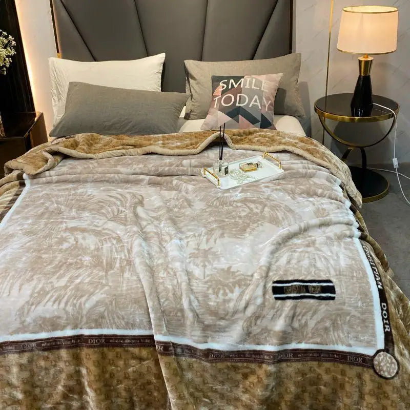 polyester velvet blanket thicker for winter warmful soft bed cover double layers active printing anti static 3kg 78 x 90 in new
