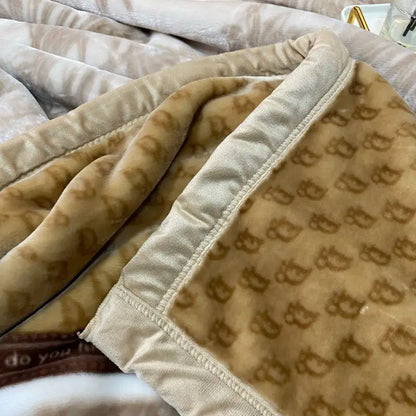 polyester velvet blanket thicker for winter warmful soft bed cover double layers active printing anti static 3kg 78 x 90 in new