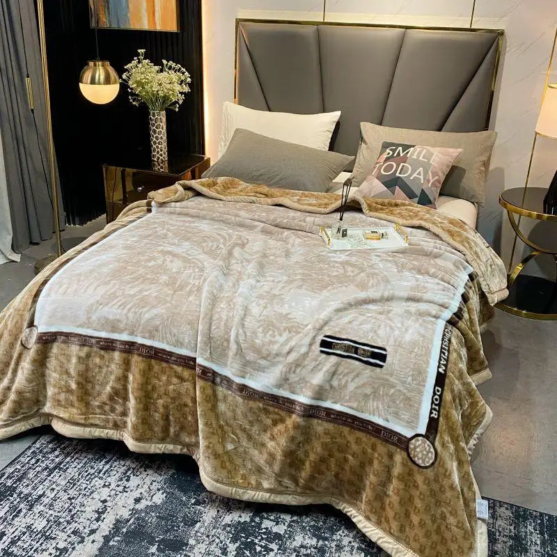 polyester velvet blanket thicker for winter warmful soft bed cover double layers active printing anti static 3kg 78 x 90 in new