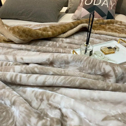 polyester velvet blanket thicker for winter warmful soft bed cover double layers active printing anti static 3kg 78 x 90 in new
