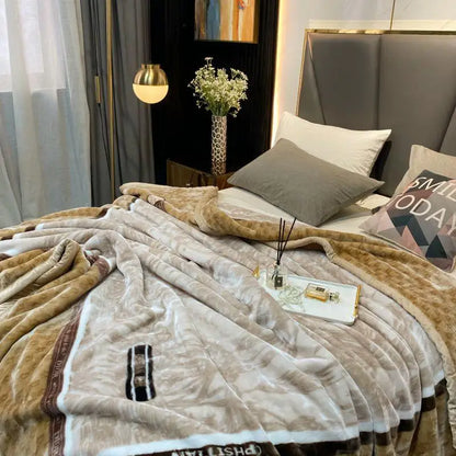 polyester velvet blanket thicker for winter warmful soft bed cover double layers active printing anti static 3kg 78 x 90 in new