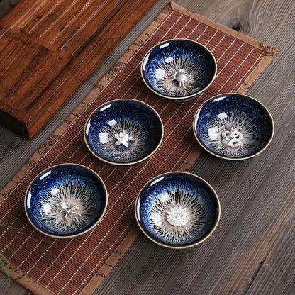 porcelain tea cup kiln change ceramic kungfu cup silver fish crab dragon pheonix carved Chinese cup of tea health for body new