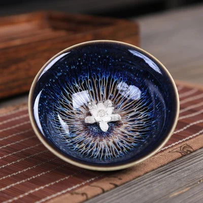 porcelain tea cup kiln change ceramic kungfu cup silver fish crab dragon pheonix carved Chinese cup of tea health for body new