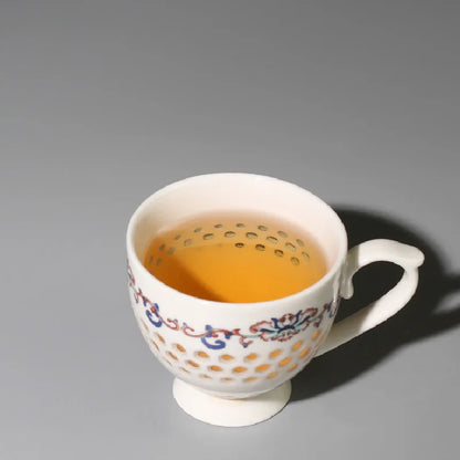 porcelain tea cup with handle Chinese ceramic cup for coffee Green tea 70ml creative hollow-out design cup of tea on sales new