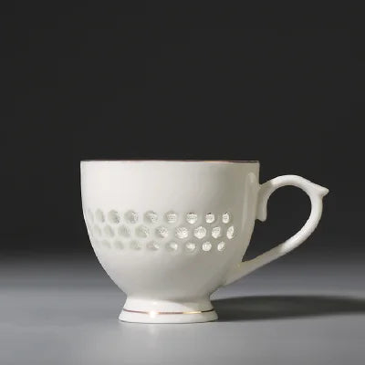 porcelain tea cup with handle Chinese ceramic cup for coffee Green tea 70ml creative hollow-out design cup of tea on sales new
