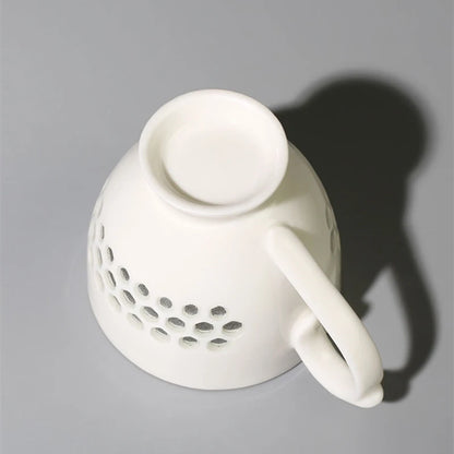 porcelain tea cup with handle Chinese ceramic cup for coffee Green tea 70ml creative hollow-out design cup of tea on sales new