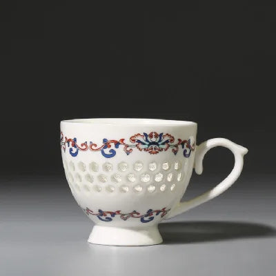 porcelain tea cup with handle Chinese ceramic cup for coffee Green tea 70ml creative hollow-out design cup of tea on sales new