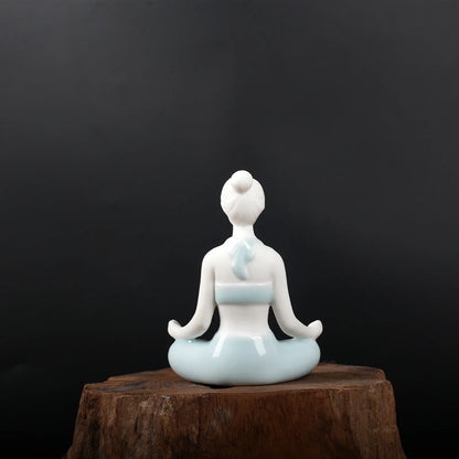 porcelain tea pet Yoga statue beauty figurine Chinese ornament small size ceramic tea play on table on sales