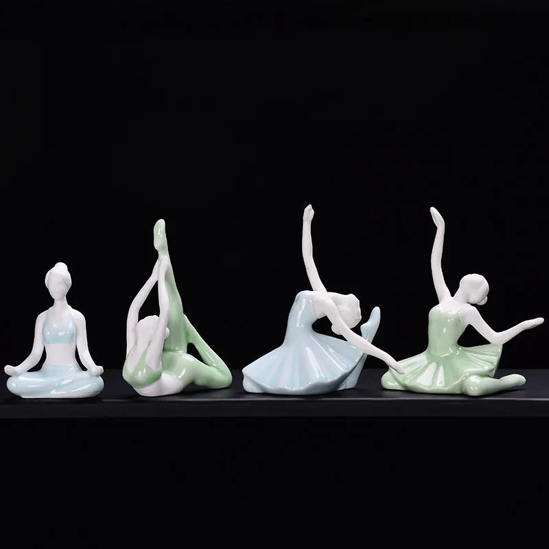 porcelain tea pet Yoga statue beauty figurine Chinese ornament small size ceramic tea play on table on sales