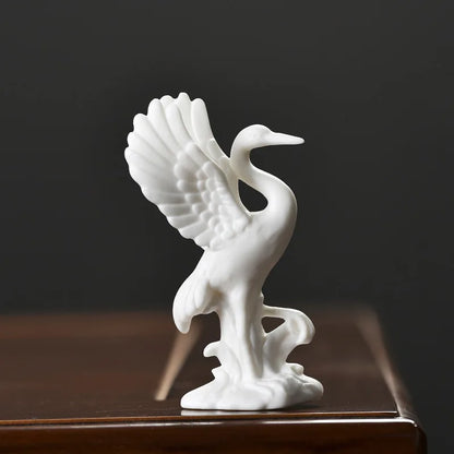 porcelain tea pet crane animal statue ceramic ornament home garden decoration small size mascot