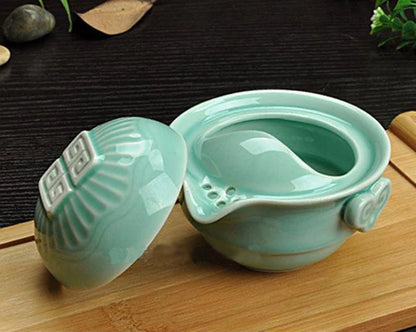 porcelain tea pot with infuser Chinese portable tea cup Longquan celadon ceramic pots of tea Chinese travelling tea set green