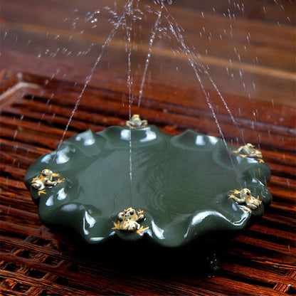pot holder creative frog water squirt yixing zisha purple clay holder for tea pot lotus shape Chinese tea accessories