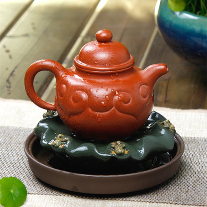 pot holder creative frog water squirt yixing zisha purple clay holder for tea pot lotus shape Chinese tea accessories